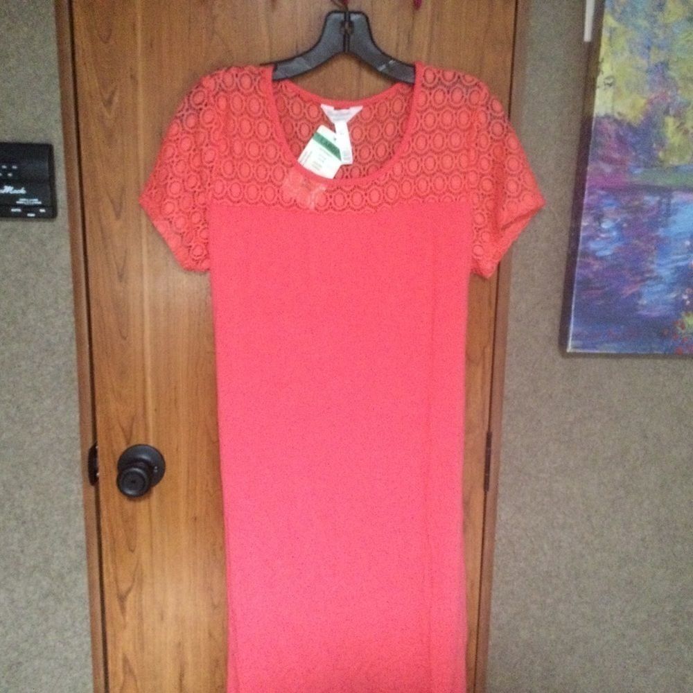 NWT Three Seasons Maternity Dress Sz. L Coral